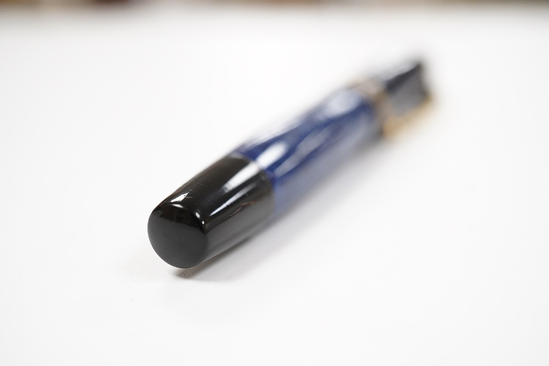 A Montblanc No.1EF high top fountain pen in lapis blue with black top